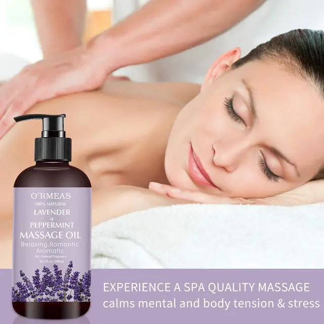 Alt view image 3 of 6 - Massage Oil with Lavender and Peppermint Massage Oil for Skin Moisturizing Body Oil Lavender Oil for Men and Women 10.2 fl.oz