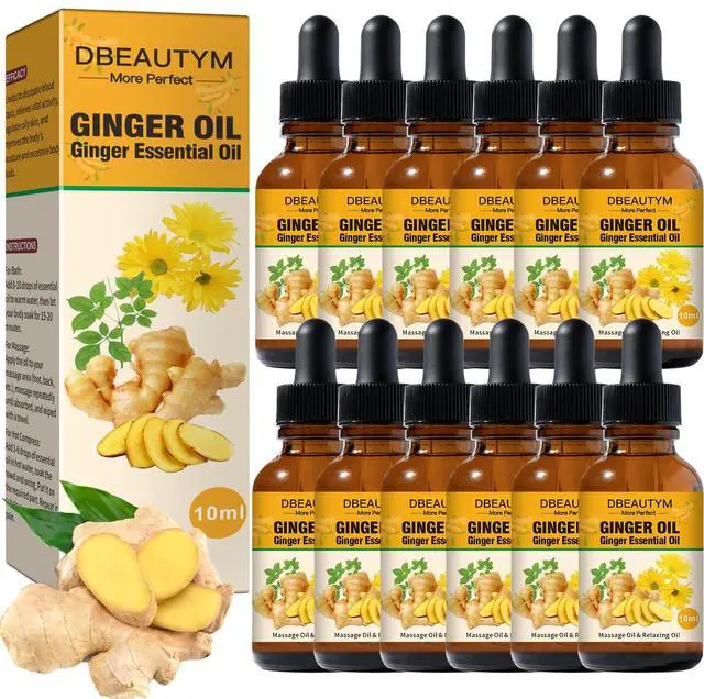 Main image of 12 Pack Ginger Oil,Ginger Oil for Lymphatic Drainage,Pure Ginger Essential Oil,Relaxing Massage Oils for Massage Therapy,SPA Massage Oils,Sore Muscle Arnica Oil for Men and Women