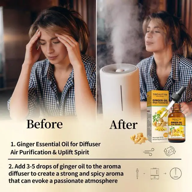 Alt view image 6 of 7 - 12 Pack Ginger Oil,Ginger Oil for Lymphatic Drainage,Pure Ginger Essential Oil,Relaxing Massage Oils for Massage Therapy,SPA Massage Oils,Sore Muscle Arnica Oil for Men and Women