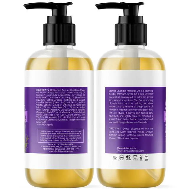 Alt view image 7 of 7 - Lavender Massage Oil for Skin, Luxury Aromatherapy & Romantic Massage Oil for Date Night, Relaxing & Hydrating Skin, 8 fl oz