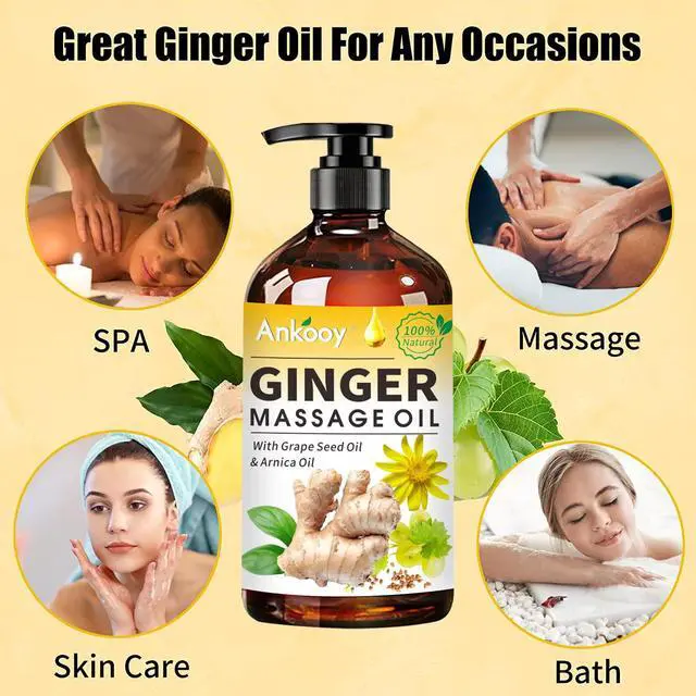 Alt view image 3 of 7 - 3 Pack Ginger Massage Oil with Arnica Oil,Vitamin E Oil and Grape Seed Oil,Ginger Oil for Lymphatic Drainage,100% Natural Ginger Essential Oil for Warming and Relaxing