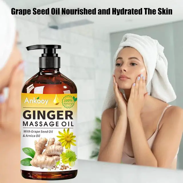 Alt view image 5 of 7 - 3 Pack Ginger Massage Oil with Arnica Oil,Vitamin E Oil and Grape Seed Oil,Ginger Oil for Lymphatic Drainage,100% Natural Ginger Essential Oil for Warming and Relaxing