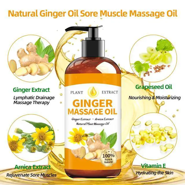 Alt view image 6 of 7 - Ginger Oil Massage Oil for Massage Therapy,Ginger Oil Lymphatic Drainage,Sore Muscle Massage Oil,Natural Ginger Body Oil for Gua Sha Massage with Arnica Oil-Warming,Relaxing,Soothing Muscles