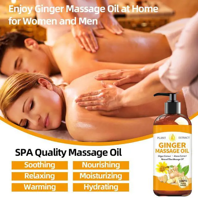 Alt view image 4 of 7 - Ginger Oil Massage Oil for Massage Therapy,Ginger Oil Lymphatic Drainage,Sore Muscle Massage Oil,Natural Ginger Body Oil for Gua Sha Massage with Arnica Oil-Warming,Relaxing,Soothing Muscles