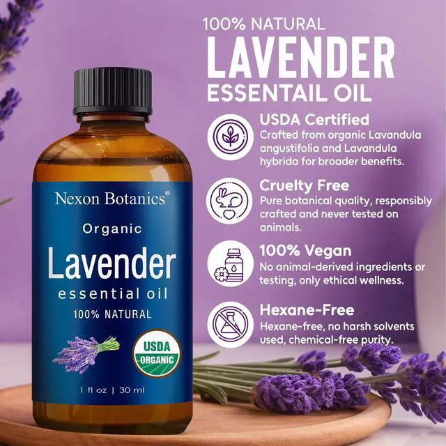 Alt view image 6 of 7 - Organic Lavender Essential Oil 30 ml - Naturally Derived Oils for Aromatherapy, Diffusers, DIY, Candle and Soap Making Scen