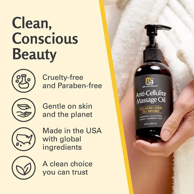 Alt view image 5 of 7 - Firming Body Massage Oil with Collagen & Stem Cell Helps Smooth the Appearance of Cellulite & Improve Skin Texture Refreshing Aromatherapy Body Oil for Legs & Full Body 8 Fl Oz by M3