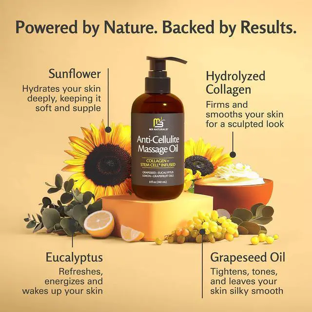 Alt view image 3 of 7 - Firming Body Massage Oil with Collagen & Stem Cell Helps Smooth the Appearance of Cellulite & Improve Skin Texture Refreshing Aromatherapy Body Oil for Legs & Full Body 8 Fl Oz by M3