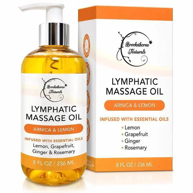Main image of Lymphatic Massage Oil for Massage Therapy | 100% Natural Lymphatic Drainage Oil | Premium Quality with Arnica, Lemon & Ginger | for Post Surgery Recovery & Detox | 8oz