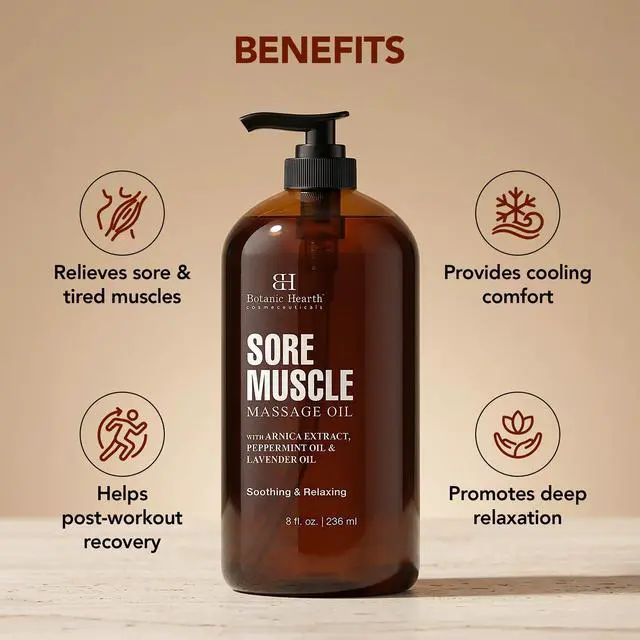 Alt view image 2 of 7 - Soremuscle Massage Oil 8 Fl Oz| Refreshing, Relaxing Massage Oils for Muscle Relaxing & Joint Comfort | Made with Natural Oils | for All Skin Types, for Men & Women