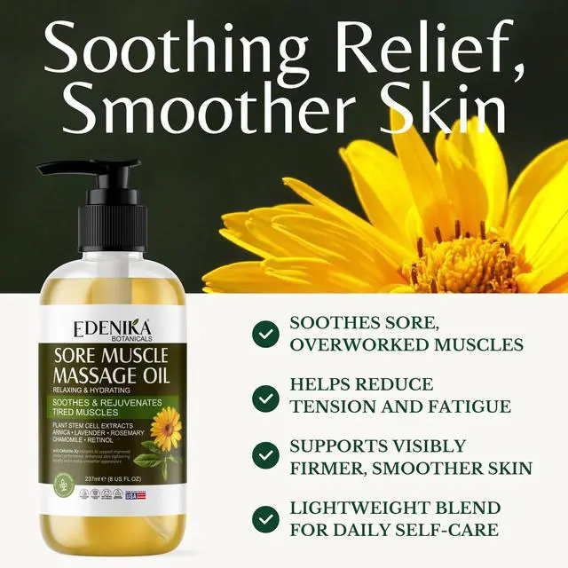 Alt view image 2 of 7 - Maximum Strength Sore Muscle Massage Oil for Massage Therapy with Pure Arnica, Deep Muscle Tension Relief & Joint Comfort Rub, Enhancing Circulation & Warming, 8 fl oz