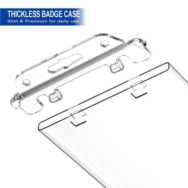 Alt view image 2 of 7 - 2 Pack Clear ID Badge Holder for Lanyard Hard Plastic ID Card Holder , Permanent Locking, Vertical, Heavy Duty