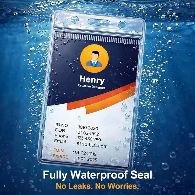 Alt view image 4 of 7 - 6 Pack ID Badge Holder - Vertical Badge Holder, 2.25" x 3.5" Clear Cards Holders for Lanyard, Plastic Sealable Waterproof, Name Tag Holder for Nurses, Office, and School