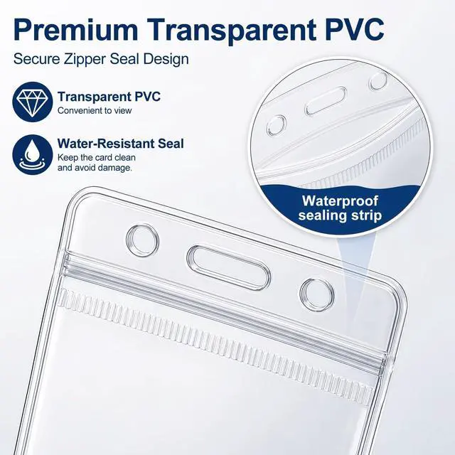 Alt view image 3 of 7 - 6 Pack ID Badge Holder - Vertical Badge Holder, 2.25" x 3.5" Clear Cards Holders for Lanyard, Plastic Sealable Waterproof, Name Tag Holder for Nurses, Office, and School