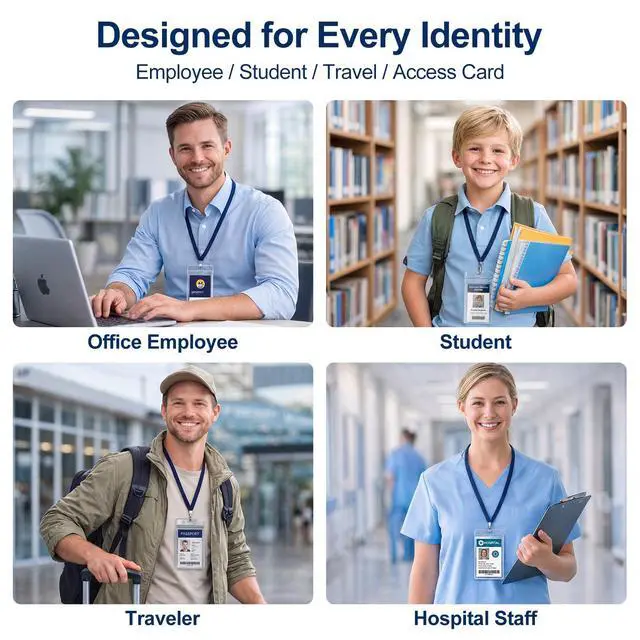 Alt view image 7 of 7 - 6 Pack ID Badge Holder - Vertical Badge Holder, 2.25" x 3.5" Clear Cards Holders for Lanyard, Plastic Sealable Waterproof, Name Tag Holder for Nurses, Office, and School