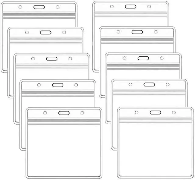 Main image of 10 Pack Badge Holder ID Card Holder,Waterproof Name Badge Holders, Clear Horizontal Card Badge Holder (3.5x2.4 Inch)