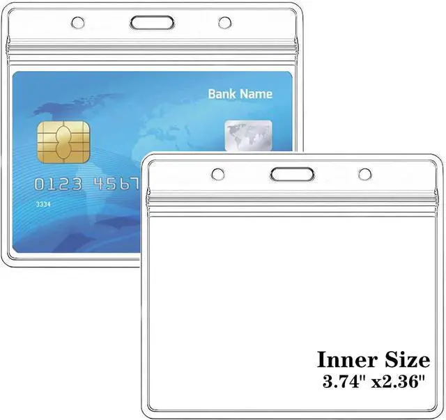Main image of Extra Thick Horizontal ID Card Name Tag Badge Holder with Waterproof Type Resealable Zip (2.36 x 3.74 Inches Small Size, 10Packs)