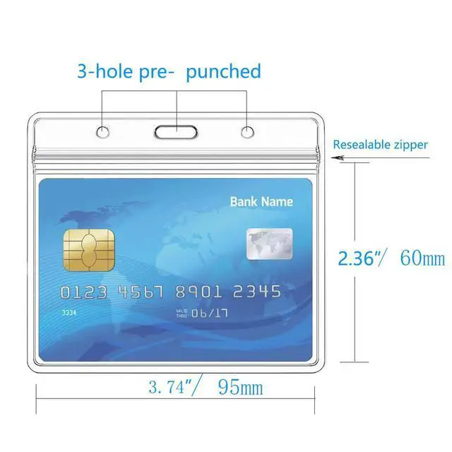 Alt view image 4 of 6 - Extra Thick Horizontal ID Card Name Tag Badge Holder with Waterproof Type Resealable Zip (2.36 x 3.74 Inches Small Size, 10Packs)