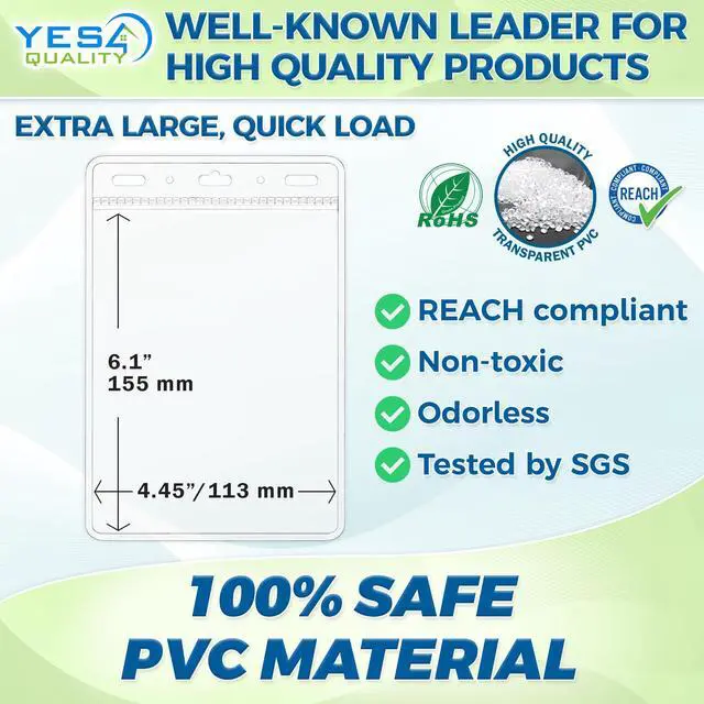 Alt view image 2 of 7 - Vertical Passport & ID Badge Holder - 4x6 Inch, 25 Pack - Clear Name Badge Holders for Travel, Work & Events - Zipperless Card Protector for Vaccination Cards, Tickets & Credentials