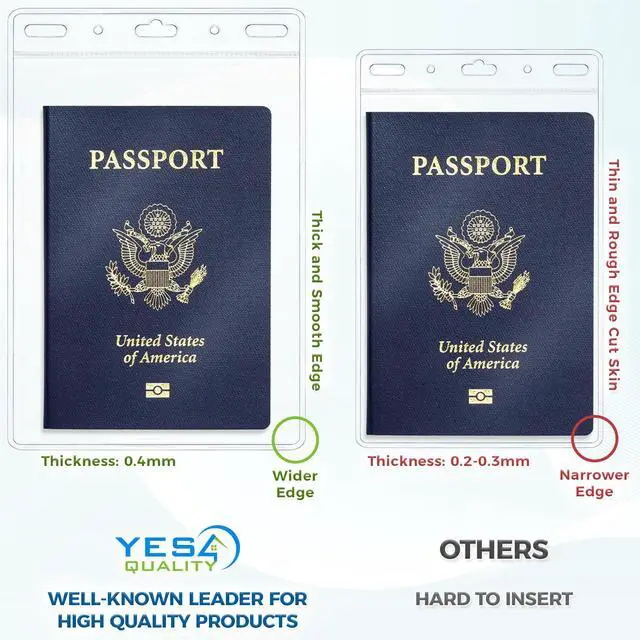 Alt view image 4 of 7 - Vertical Passport & ID Badge Holder - 4x6 Inch, 25 Pack - Clear Name Badge Holders for Travel, Work & Events - Zipperless Card Protector for Vaccination Cards, Tickets & Credentials