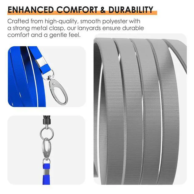 Alt view image 2 of 7 - 10 Pack Vertical ID Card Name Tag Badge Holders with Lanyards, Lanyard with Waterproof Extra Thick Plastic Clear Badge Holders, Sealable Zip Card Holder for Office School Staff IDs (Mix)