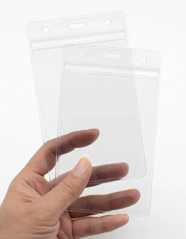 Alt view image 7 of 7 - 10 Pack Waterproof ID Badge Holders (Fits 3x5 in Inserts), Sealable Badge Holder with Zipper, Clear Plastic Name tag Holder, Vinyl ID Card Protector