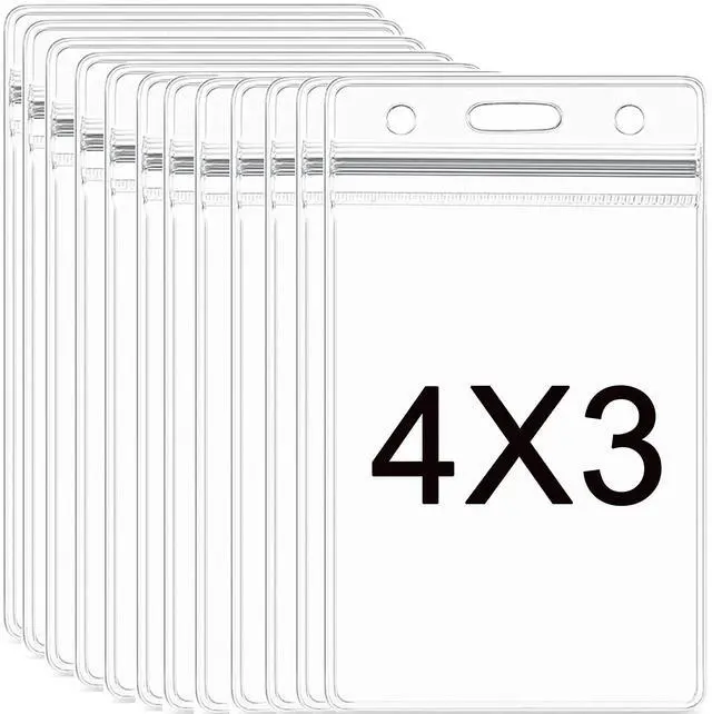 Main image of 12 Pack Vertical Clear Badge Holders Large 4x3 Name Badge Holders Plastic Large Card Protector (Fits 4x3 Nametag Inserts)