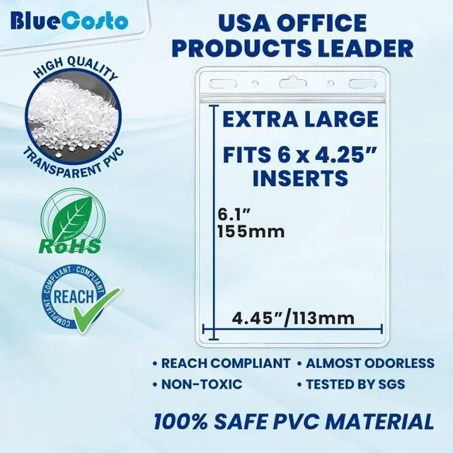 Alt view image 3 of 7 - Vertical Passport & ID Badge Holders - 4x6 Inch, 10 Pack - Clear Zippered Name Card Holder for Travel, Work & Events - Extra Large Name Badges - Resealable & Waterproof Protector
