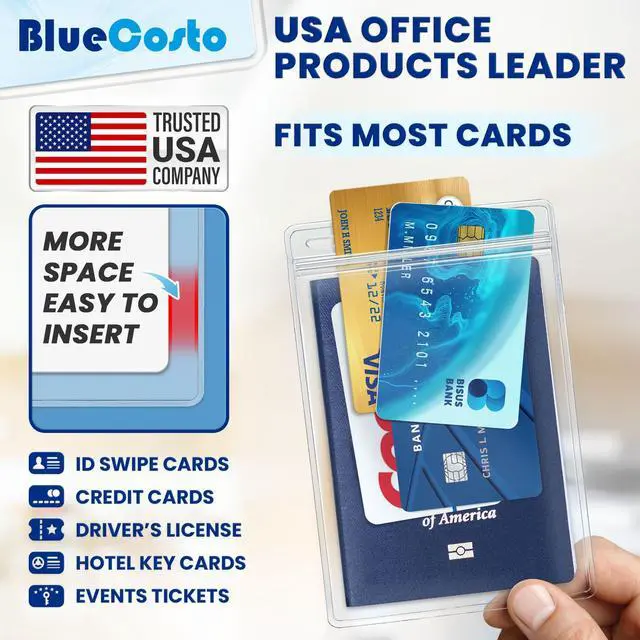 Alt view image 2 of 7 - Vertical Passport & ID Badge Holders - 4x6 Inch, 10 Pack - Clear Zippered Name Card Holder for Travel, Work & Events - Extra Large Name Badges - Resealable & Waterproof Protector