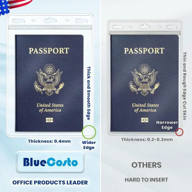 Alt view image 5 of 7 - Vertical Passport & ID Badge Holders - 4x6 Inch, 10 Pack - Clear Zippered Name Card Holder for Travel, Work & Events - Extra Large Name Badges - Resealable & Waterproof Protector