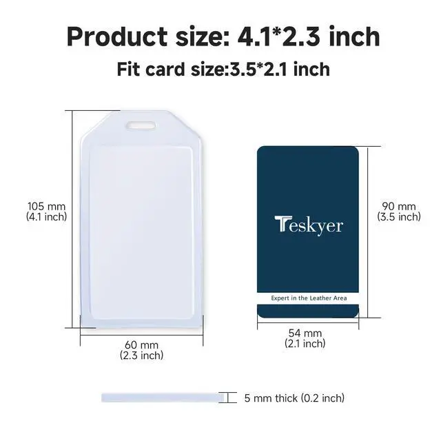 Alt view image 6 of 7 - Heave Duty Clear Plastic ID Badge Holder, Silicone Made Extra Thick Name Tag ID Card Holders, Fit Standard Size Credit Cards Work ID School ID, Vertical, 5 Pack