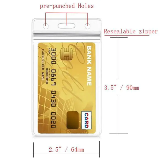 Alt view image 2 of 7 - Vertical ID Card Name Tag Badge Holder with Waterproof Type Resealable Zip (Vertical ID, 10 Pcs)