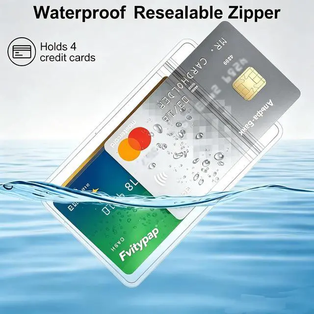 Alt view image 4 of 4 - 10 Pack Vertical ID Badge Holders Extra Thick Clear Waterproof Sealable PVC Card Sleeves, Compatible with RFID/Proximity/Swipe Cards & Credit Cards