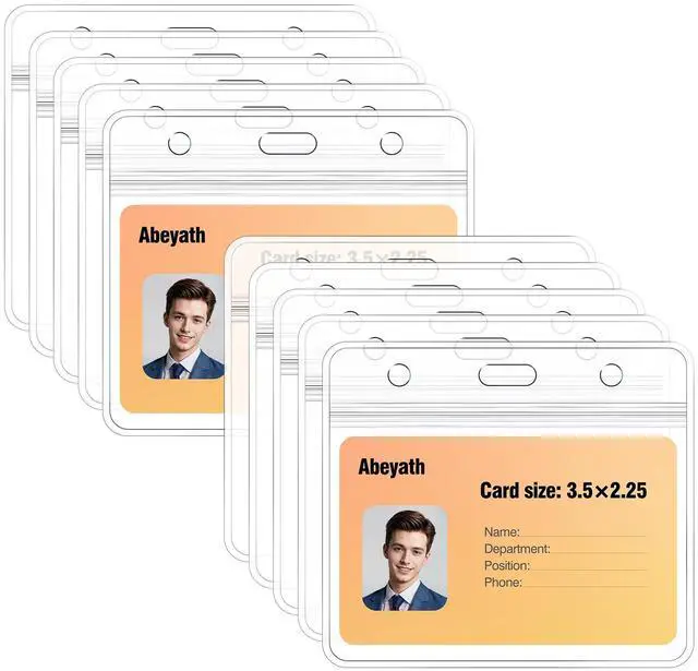 Main image of Pack Extra Thick ID Card Name Badge Holder Heavy Duty Waterproof Clear Plastic PVC Horizontal Sleeve Pocket Resealable