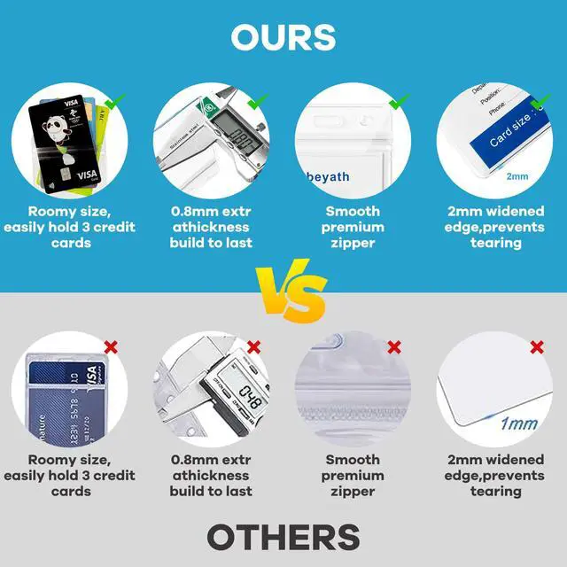 Alt view image 5 of 7 - 10 Pack Extra Thick ID Card Name Badge Holder Heavy Duty Waterproof Clear Plastic PVC Vertical Sleeve Pocket Resealable