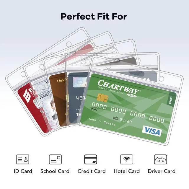 Alt view image 4 of 7 - Pack Extra Thick ID Card Name Badge Holder Heavy Duty Waterproof Clear Plastic PVC Horizontal Sleeve Pocket Resealable