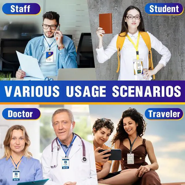 Alt view image 7 of 7 - 10Pack Vertical ID Badge Holder - Extra Thick Clear ID Card Holder with Waterproof Resealable Zip - Name Tag Holder for Nurses, Office and School