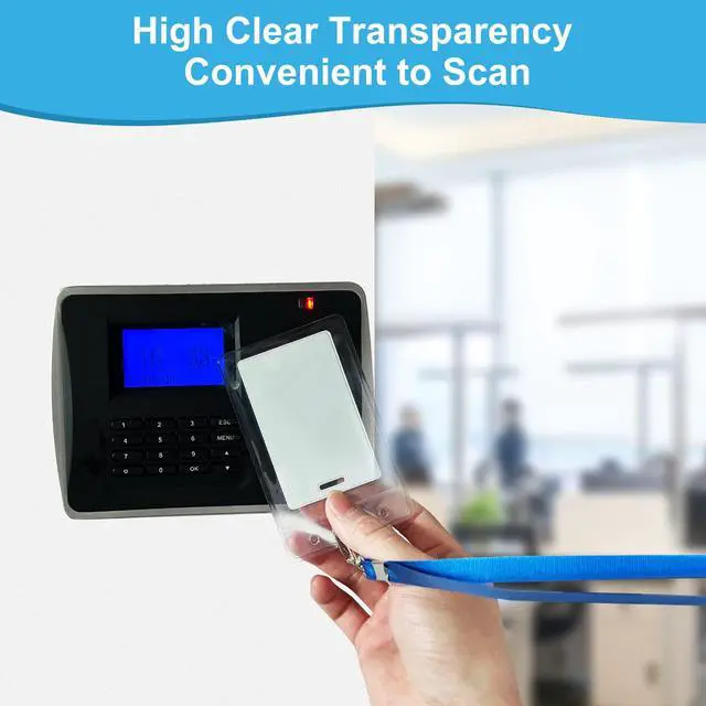 Alt view image 7 of 7 - 10 Pack Extra Thick ID Card Name Badge Holder Heavy Duty Waterproof Clear Plastic PVC Vertical Sleeve Pocket Resealable