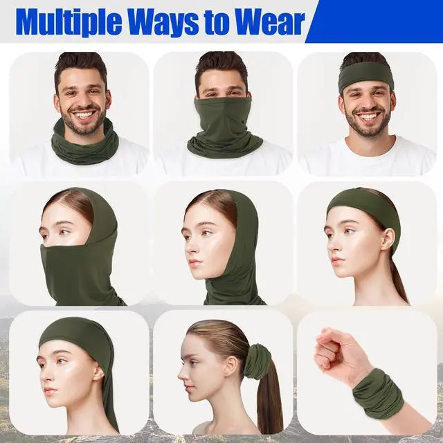 Alt view image 4 of 6 - Summer Cooling Neck Gaiter Face Mask Breathable Balaclava, UV Protection Wind Dust Proof Face Cover Scarf Bandana for Men Women, UPF 50+,Combo 3