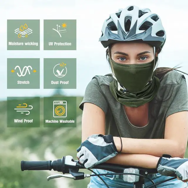 Alt view image 4 of 6 - 6 Pack Neck Gaiter for Men Women Gator Summer UV Dust Mask Cooling Neck Gaiters Face Cover for Sun Protection Scarf Bandana