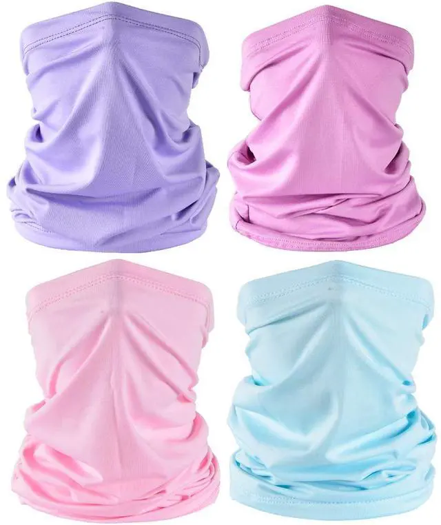 Main image of UV Face Cover Neck Gaiter Mask Dust Protection Magic Scarf Wind Bandana Balaclava for Summer Running Fishing Biking (4PCS Purple+Rose+Pink+Light Blue)