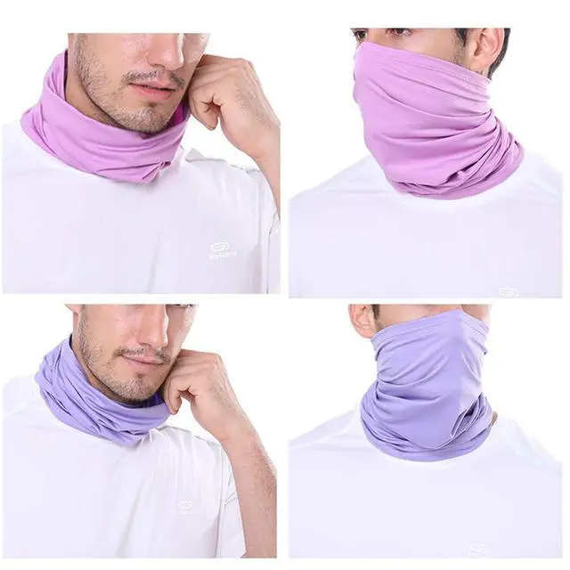 Alt view image 4 of 7 - UV Face Cover Neck Gaiter Mask Dust Protection Magic Scarf Wind Bandana Balaclava for Summer Running Fishing Biking (4PCS Purple+Rose+Pink+Light Blue)