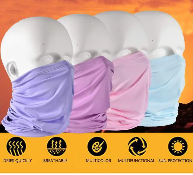 Alt view image 2 of 7 - UV Face Cover Neck Gaiter Mask Dust Protection Magic Scarf Wind Bandana Balaclava for Summer Running Fishing Biking (4PCS Purple+Rose+Pink+Light Blue)