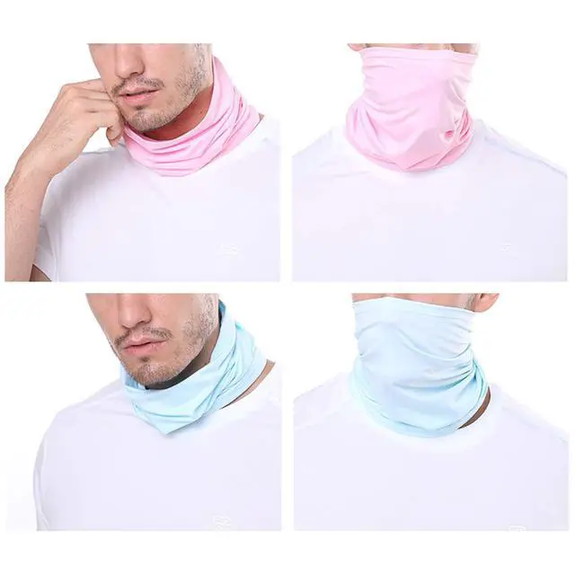 Alt view image 5 of 7 - UV Face Cover Neck Gaiter Mask Dust Protection Magic Scarf Wind Bandana Balaclava for Summer Running Fishing Biking (4PCS Purple+Rose+Pink+Light Blue)
