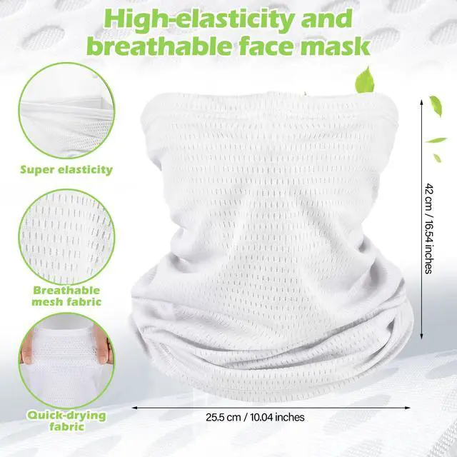 Alt view image 2 of 6 - 2 Pack 2/4 Pack Cooling Neck Gaiter Summer Breathable Balaclava Face Mask with Mesh Holes UV Protection Sun Scarf Men Women (White)