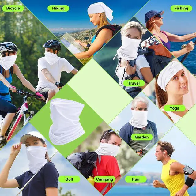 Alt view image 6 of 6 - 2 Pack 2/4 Pack Cooling Neck Gaiter Summer Breathable Balaclava Face Mask with Mesh Holes UV Protection Sun Scarf Men Women (White)