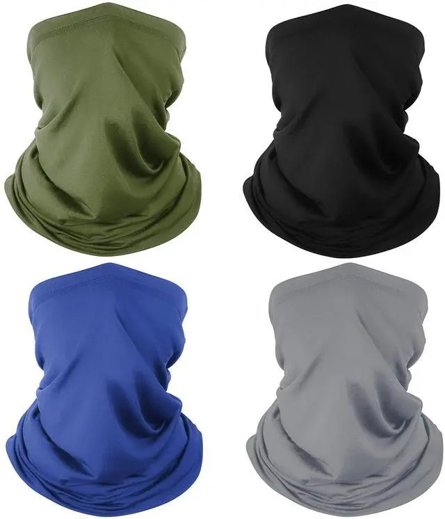 Main image of 4 Pack Neck Gaiter Breathable Bandana Mask for Outdoor Protection, Washable Reusable Cooling Gator Mask Face Scarf Cover Protect from Dust Sun for Men Women Fishing Cycling Running Facemask Gaitor