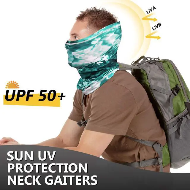 Alt view image 2 of 6 - UV Neck Gaiter Mask, UPF 50 Bandana Balaclava Face Mask Breathable Cooling Sun Summer for Fishing Running 2 Packed