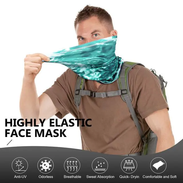 Alt view image 3 of 6 - UV Neck Gaiter Mask, UPF 50 Bandana Balaclava Face Mask Breathable Cooling Sun Summer for Fishing Running 2 Packed