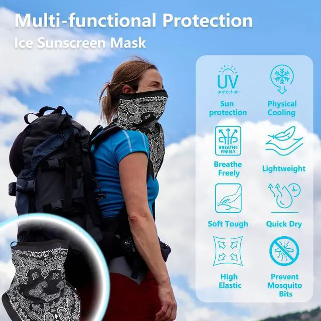 Alt view image 4 of 7 - Bandana Neck Gaiter with Ear Loops Balaclava Face Scarf Mask Quick-Dry Half Masks for Women Men - Dustproof & UV Sun Protection & Breathable- Paisley Style