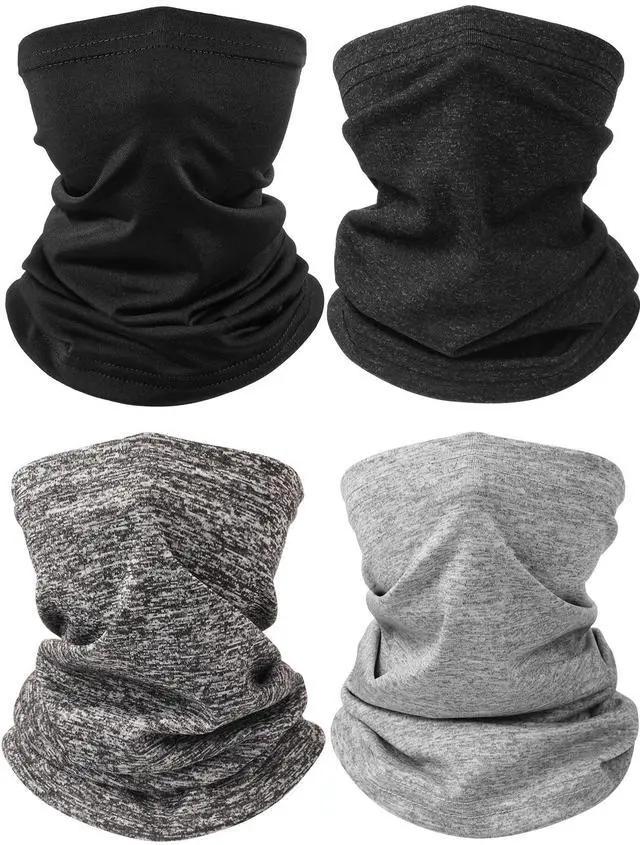 Main image of 4 Pieces Kids Summer Neck Gaiter Unisex Cooling Face Cover Scarf Breathable Sun Bandana Fishing Cycling Mask(Black, Grey, Light Grey, Lined Black)